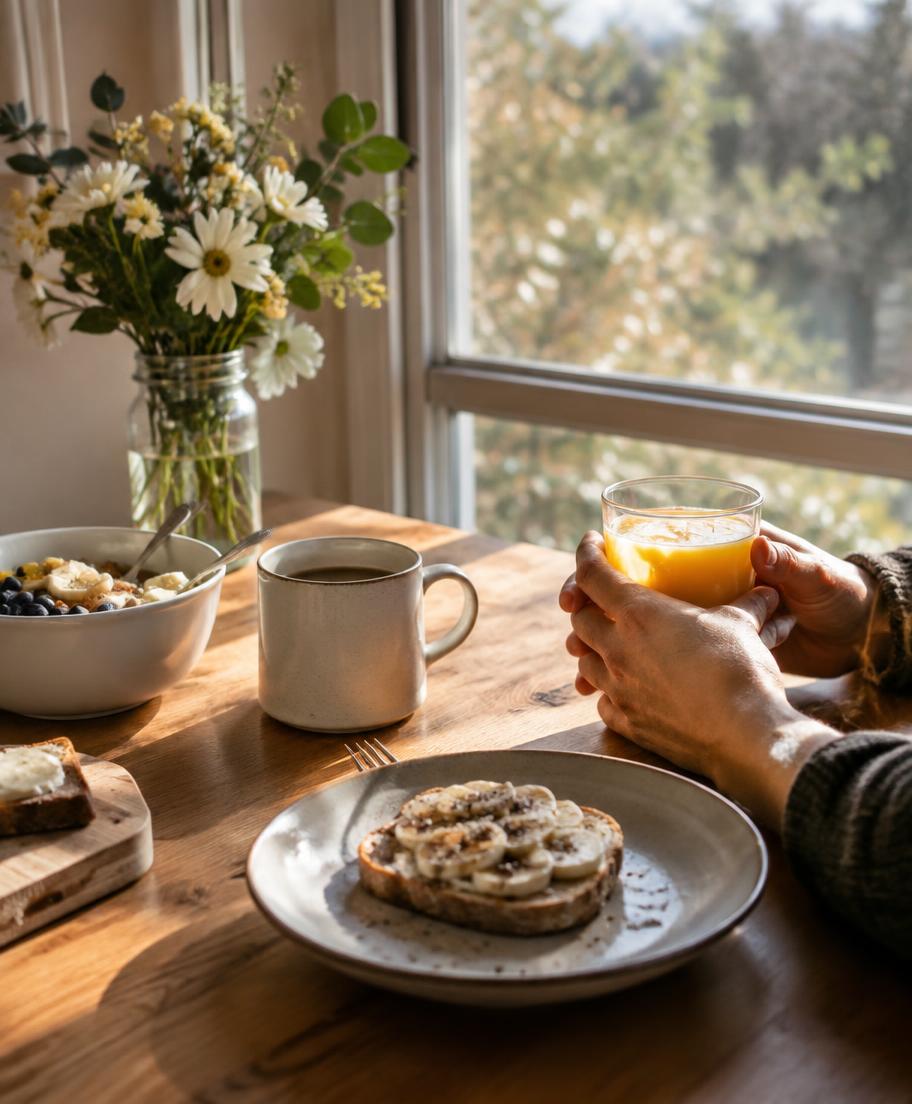 Frühstückstisch am Fenster
